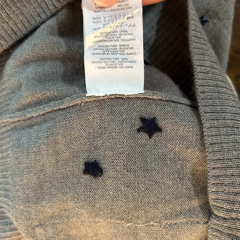J.Crew Cardigan Small Harlow Star Blue Cardigan Merino Wool Blend Pocket Sweater